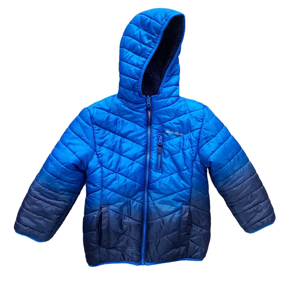 Boys winter puffer reversible jacket Eddie Bauer Blue size 5/6 Coat